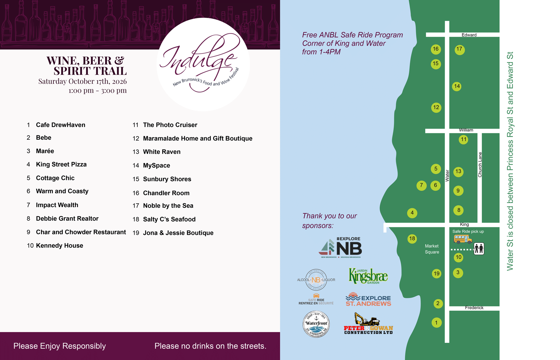 Indulge food and Wine Festival - Taste Of Saint Andrews - Wine and Beer Map